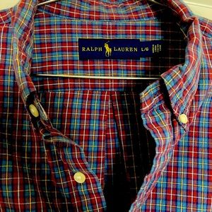 Red Plaid Ralph Lauren Button Up Large